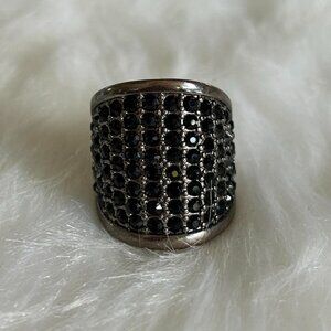 Black Rhinestone Cuff Ring